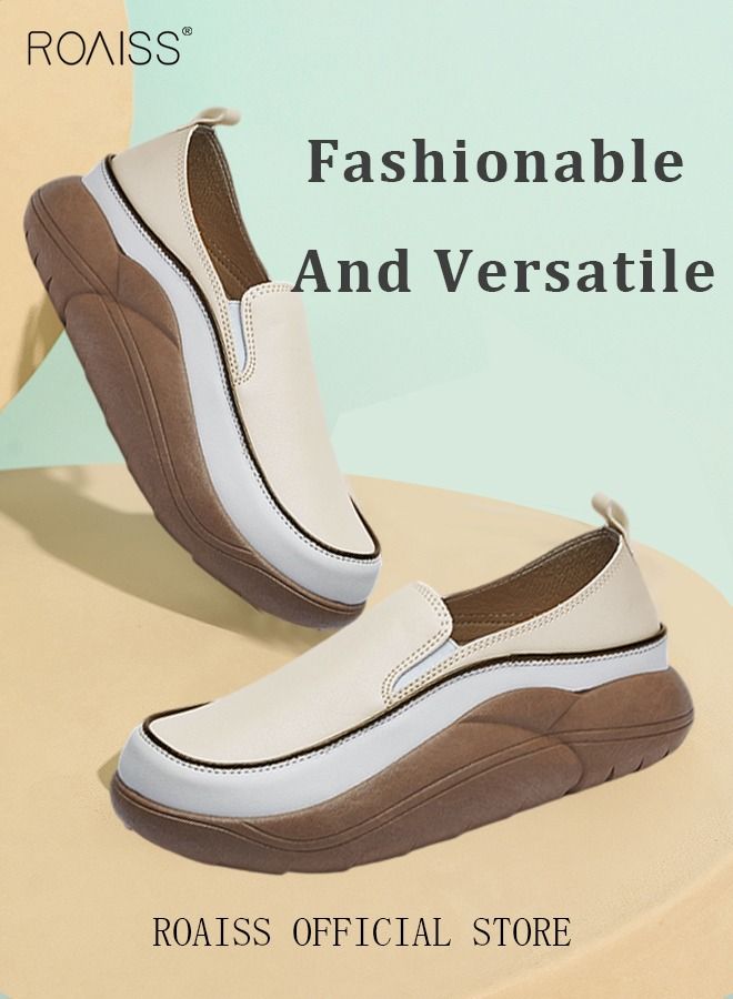 New Arrival Round Retro Thick Soles Fashionable Comfortable Shoes Women's Explosive Style Loafers Slip-On Casual Walking Sports Shoes