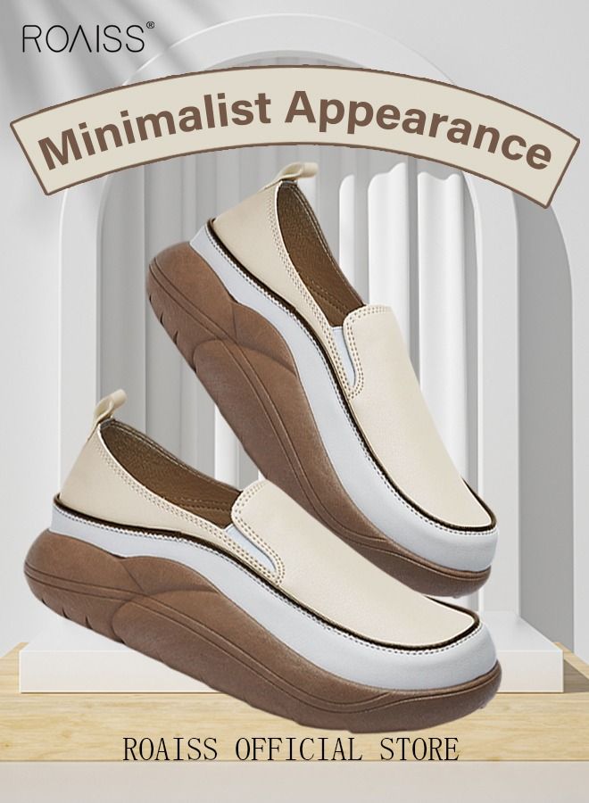 New Arrival Round Retro Thick Soles Fashionable Comfortable Shoes Women's Explosive Style Loafers Slip-On Casual Walking Sports Shoes