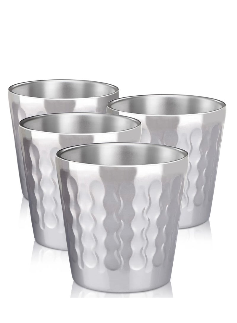 Stainless Steel Cups, 4 Pack 6oz Metal Drinking Stackable Cups, Double Wall Small Mini Insulated Portable Unbreakable Cups, Shatterproof Cups for Home Restaurant Party Camping Travelling