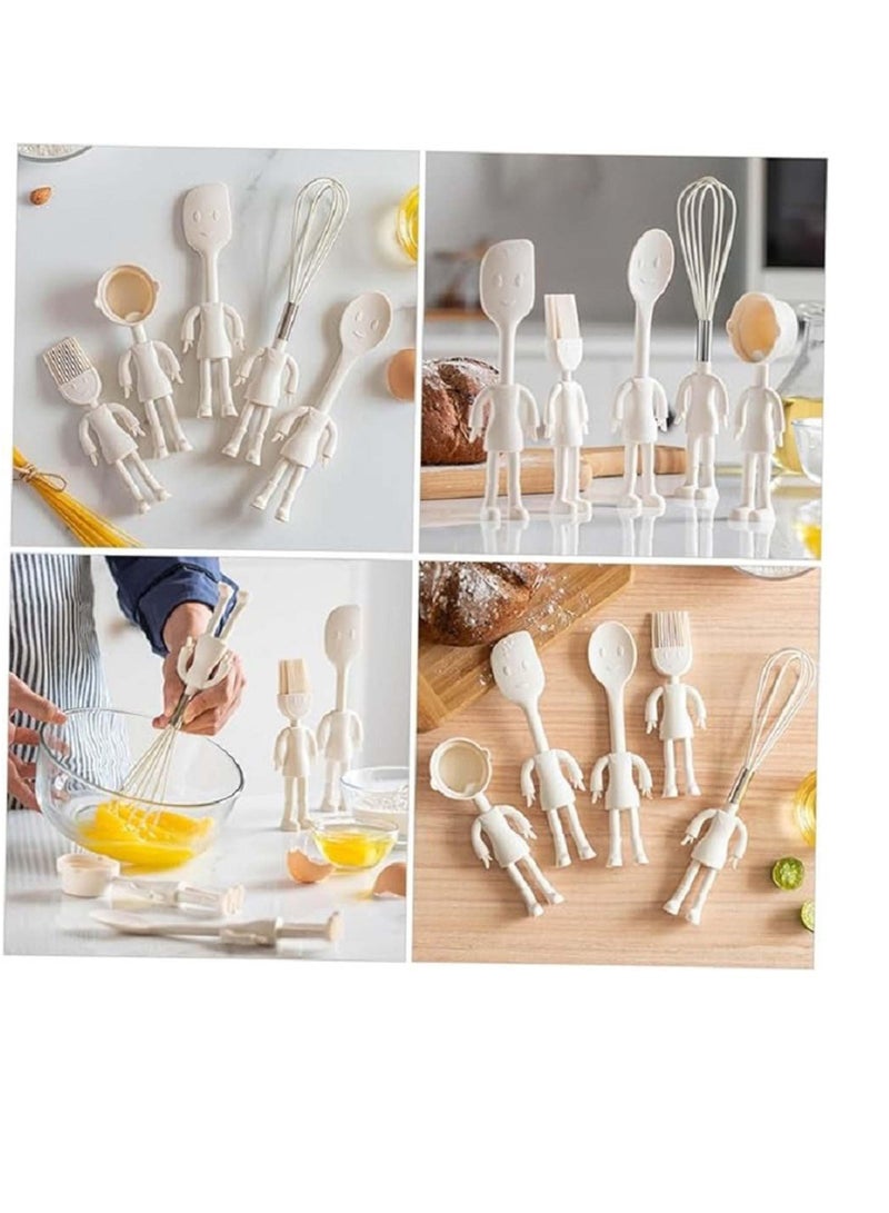 Human Shaped Kitchen Utensils Set, 5 Pcs Silicone Cute Utensils, Non Stick Heat Resistant Baking Tools, Kitchen Gadgets Tools, Comfortable Grip Handle Stand up Kitchenware