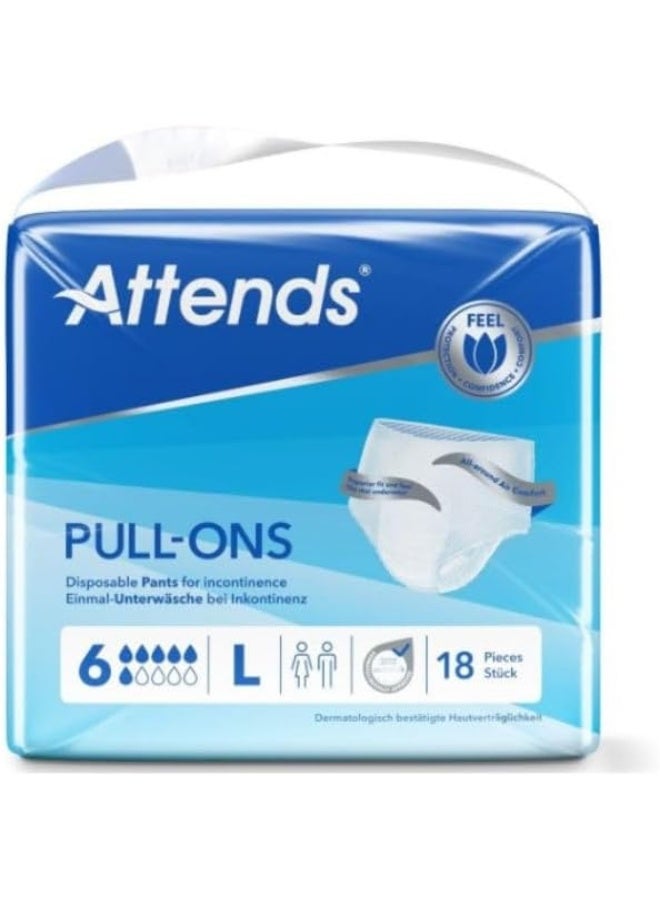 Pull-Ons 6 L Disposable Pants For Incontinence Pack Of 18