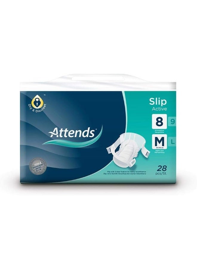 Slip Active 9 M For Heavy Urinary Incontinence Unisex Pack Of 28