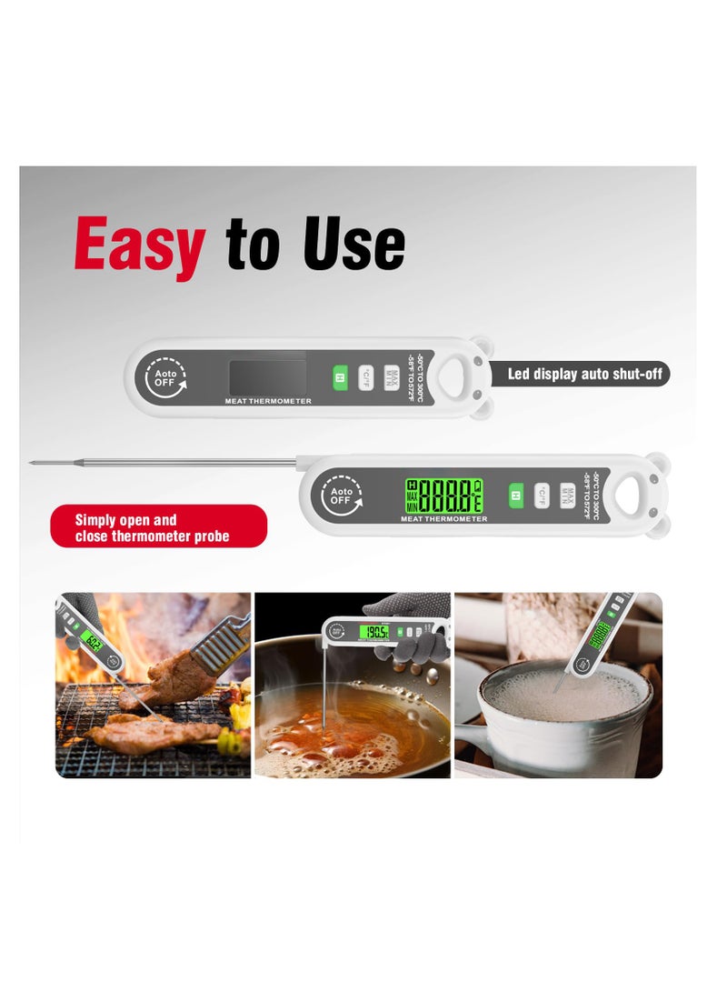 Ultra Fast Waterproof Digital Meat Thermometer with Backlight and Calibration for Kitchen and BBQ, Cute Bear Design