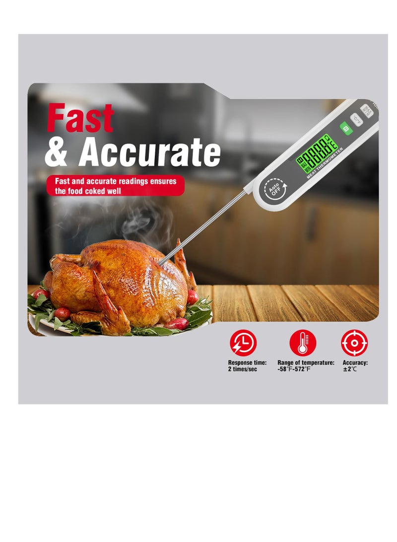 Ultra Fast Waterproof Digital Meat Thermometer with Backlight and Calibration for Kitchen and BBQ, Cute Bear Design