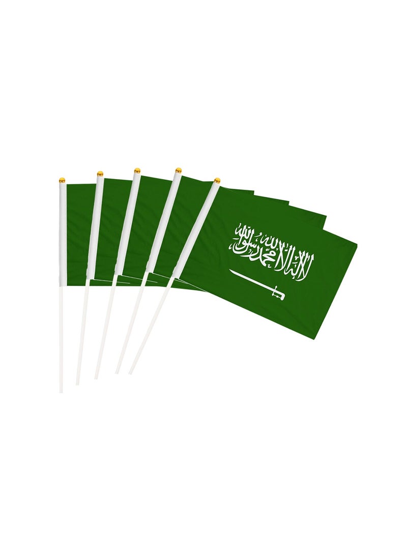 Saudi National Day Mini Hand Flags Small Stick Hand Held Flags Great Souvenirs and Party Favors Handheld Flags for Kids and Adults Decorations Country Flags, Festival Events