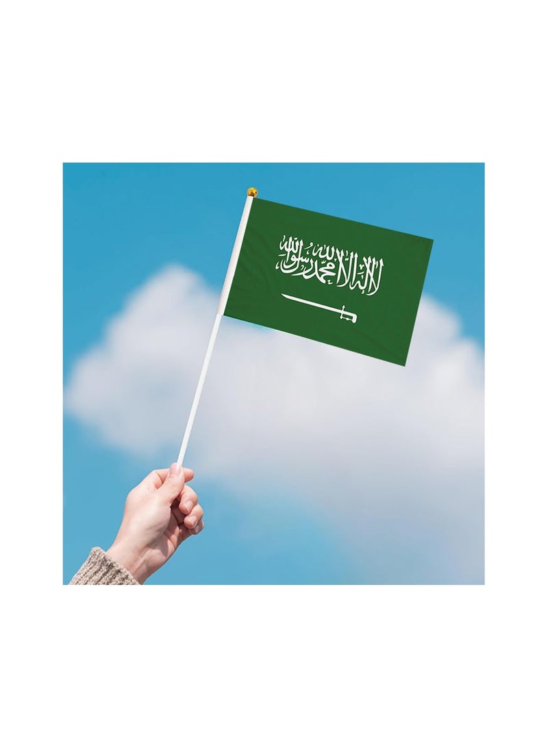 Saudi National Day Mini Hand Flags Small Stick Hand Held Flags Great Souvenirs and Party Favors Handheld Flags for Kids and Adults Decorations Country Flags, Festival Events