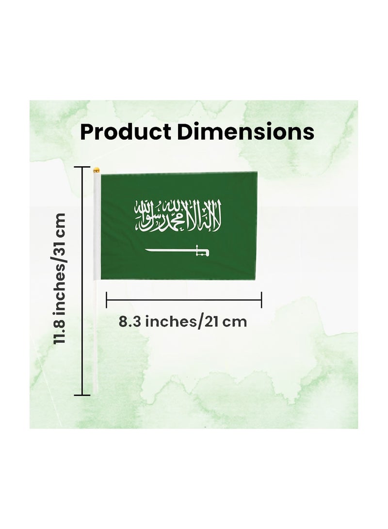 Saudi National Day Mini Hand Flags Small Stick Hand Held Flags Great Souvenirs and Party Favors Handheld Flags for Kids and Adults Decorations Country Flags, Festival Events