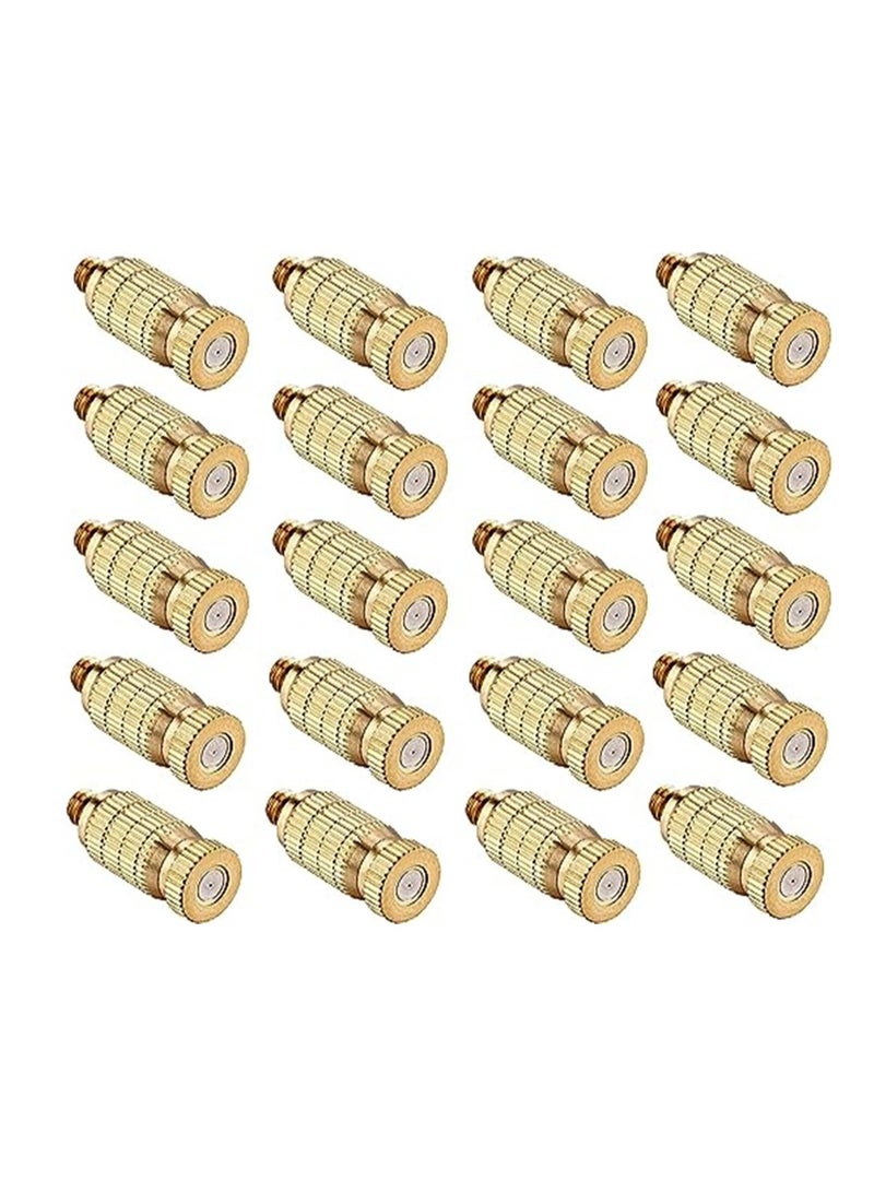 High Pressure Atomizer Nozzle, Garden Brass Misting Nozzles for Outdoor Cooling System, Landscaping, Greenhouse Irrigation, Air Humidification, Anti-Drip Fogging Spray Head, 0.3mm, 20 Pcs