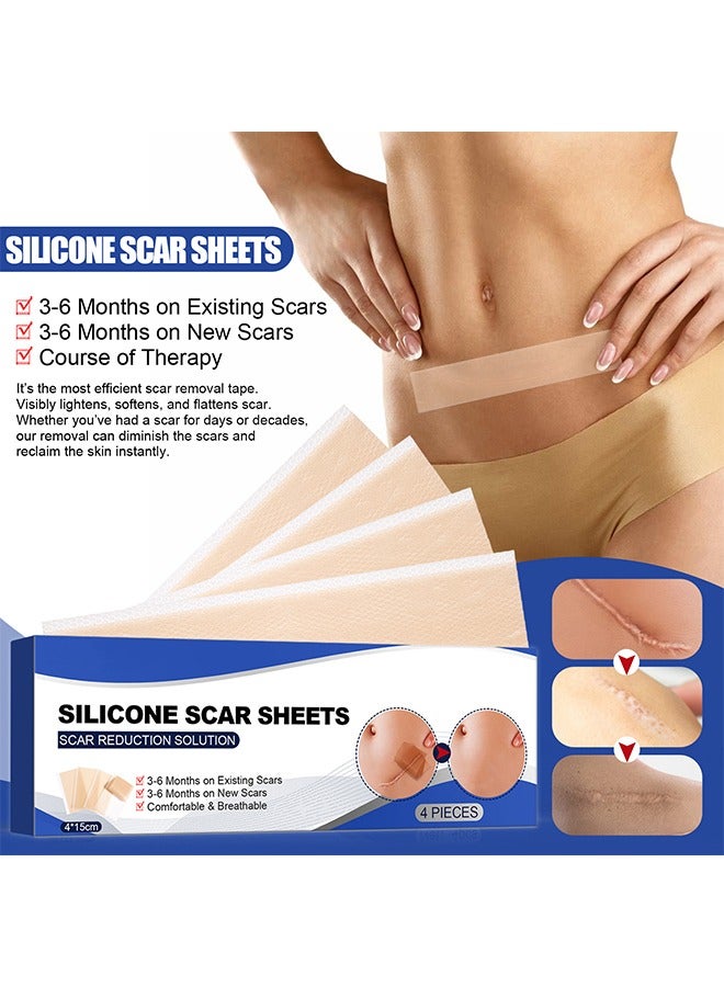 8PCS Professional Silicone Scar Sheets,Soft Silicone Gel Scar Tape Painless Silicone Tape Roll Effective Silicone Scar Removal Strips Sheets for C-Section & Keloid Surgery, Burn, Acne