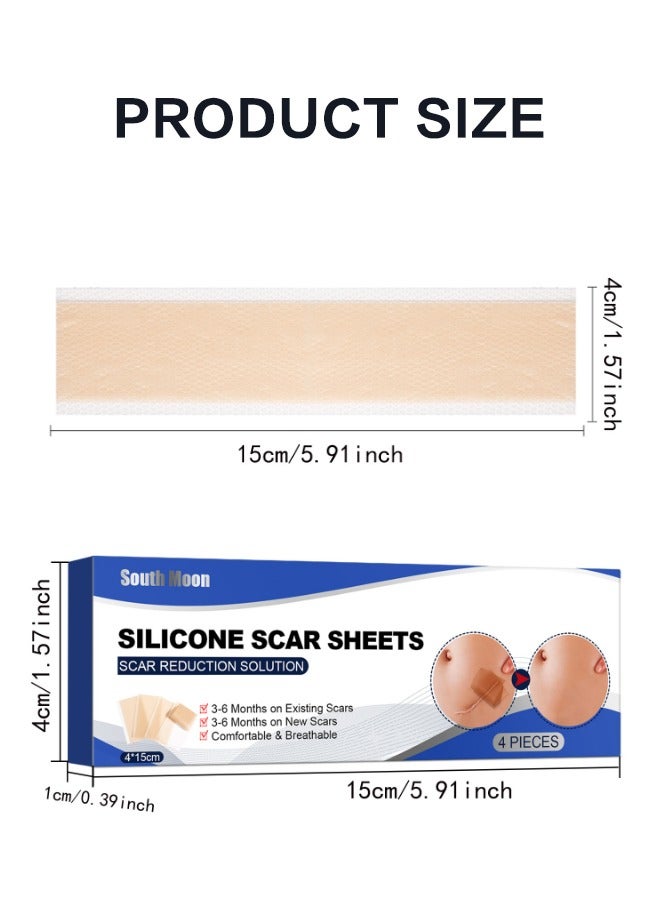 8PCS Professional Silicone Scar Sheets,Soft Silicone Gel Scar Tape Painless Silicone Tape Roll Effective Silicone Scar Removal Strips Sheets for C-Section & Keloid Surgery, Burn, Acne