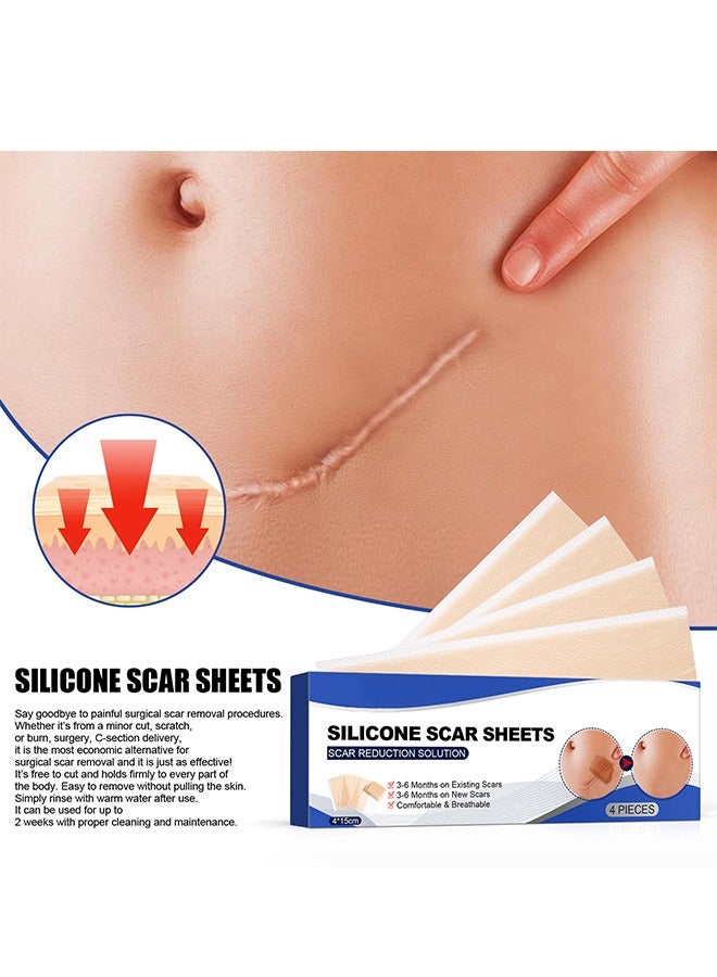 8PCS Professional Silicone Scar Sheets,Soft Silicone Gel Scar Tape Painless Silicone Tape Roll Effective Silicone Scar Removal Strips Sheets for C-Section & Keloid Surgery, Burn, Acne