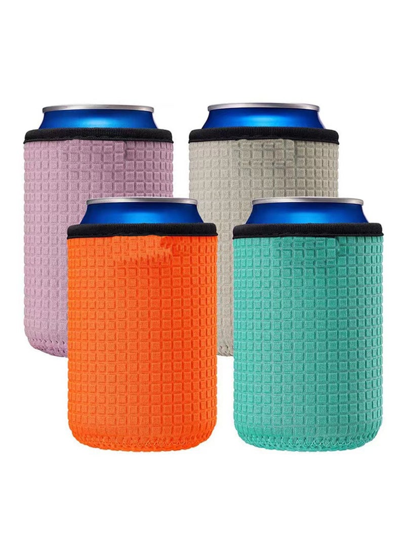 4PCS Can Sleeves, Insulator Stands, Non-Slip Can Sleeves, Neoprene Cooler, Beverage Cooler Sleeves, for Beer, Coke, etc. Neoprene Drink Cooler Sleeves, Beer Can Sleeves Beer Can Coolers