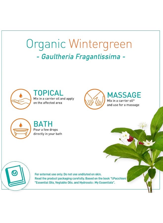 Wintergreen Essential Oil, Aromatherapy Relief, Calming 100% Pure, Organic And Natural 0.3 Fl Oz