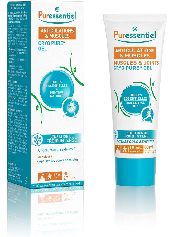 Muscles And Joints Cryo Pure Gel Essential Oils Intense Cold Sensation 15 Years And Up 80Ml