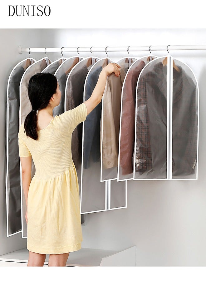 10 Pack Clear Garment Bags for Hanging Clothes with Full Zipper, Dust Proof Clothes Bag Travel Hanging Garment Bags for Closet Storage, Suit Bags for Long Clothes 60*140cm