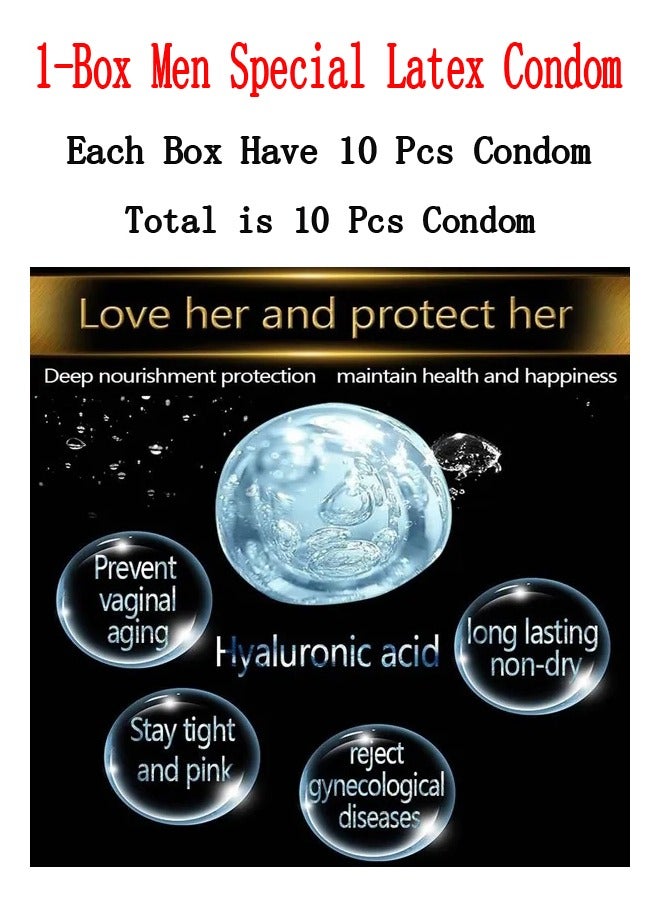 1-Box Men Special Latex Condom,Extra Lubricated Hyaluronic Acid Lasting Delay Condom