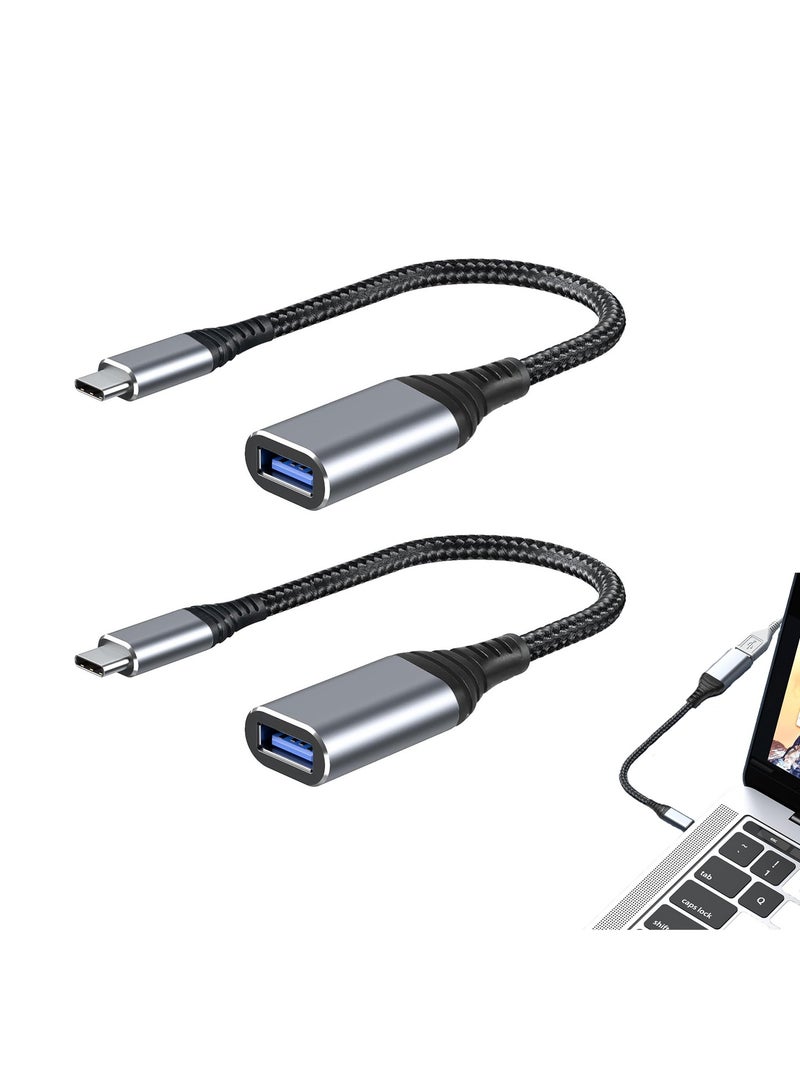 USB C to USB Adapter, 2 Pack Type C Male to USB 3.1 Female OTG Cable Converter, 5 Gbps High Speed, USB Adapter Compatible with MacBookAirPro, Samsung Galaxy, Grey