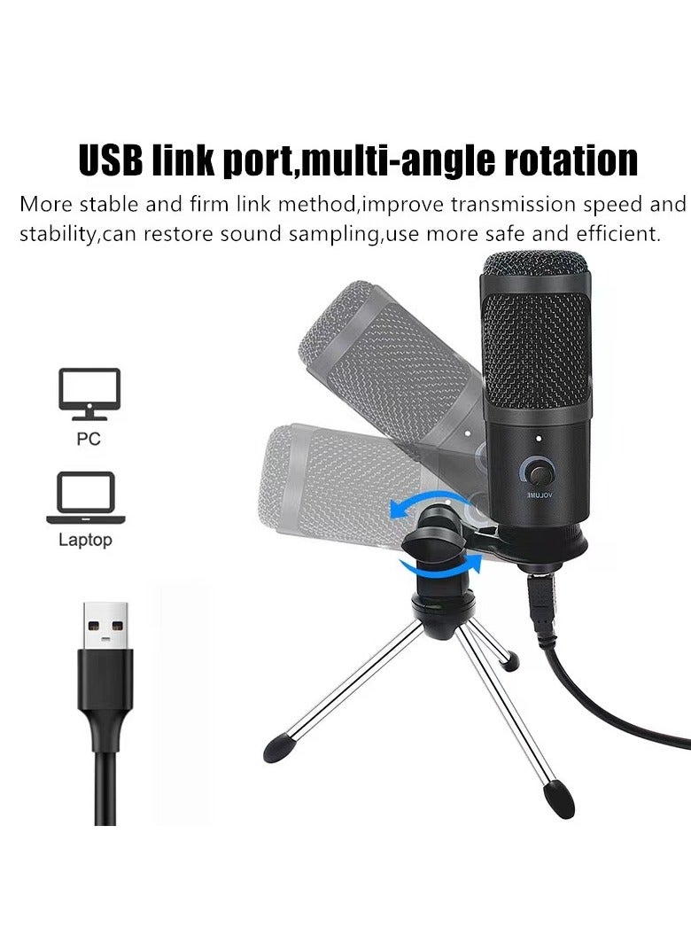 USB Condenser Microphone Kit with Tripod and Clip Stand