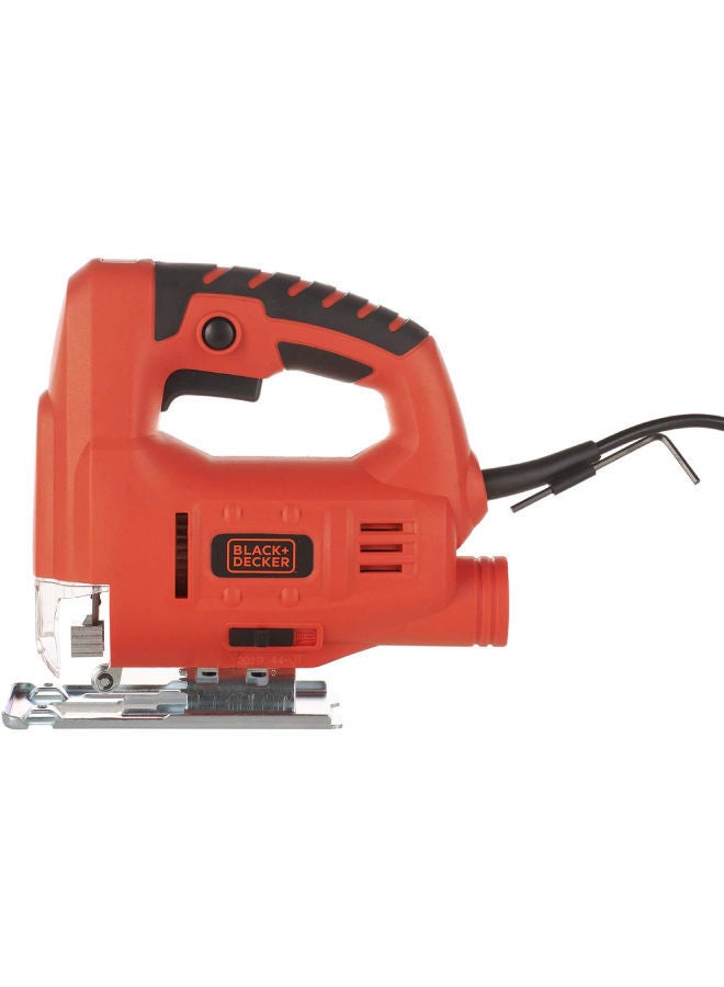 Compact Jigsaw, 400W, Variable Speed, Ergonomic Design, Lock-On Switch, Dust Extraction, 0-45° Bevel Cuts for Precise, Versatile Cutting, High Precision Cutting Orange/Black 27x21x7.5cm