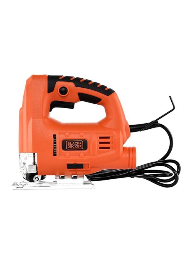 Compact Jigsaw, 400W, Variable Speed, Ergonomic Design, Lock-On Switch, Dust Extraction, 0-45° Bevel Cuts for Precise, Versatile Cutting, High Precision Cutting Orange/Black 27x21x7.5cm