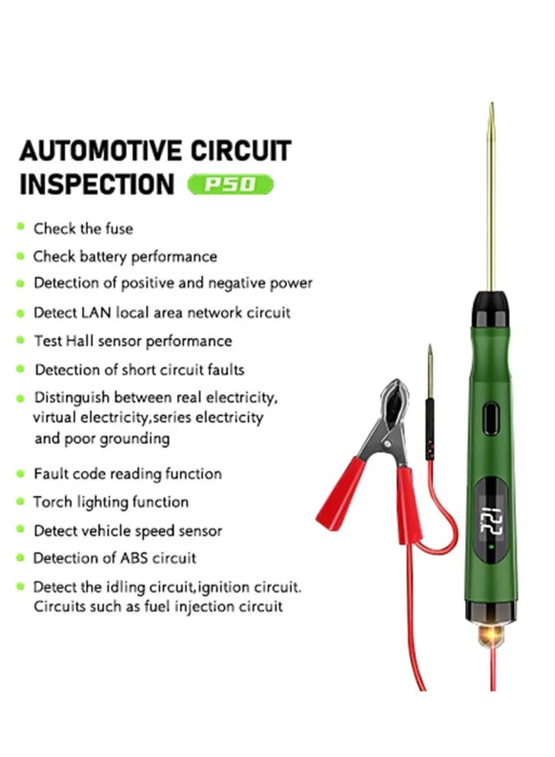 P50 Automotive Circuit Tester LCD Display Voltage Measurement Bulb Load Measurement Power Polarity Display Three Detection Modes Switching Car Circuit Tester Automotive Electrical Tester