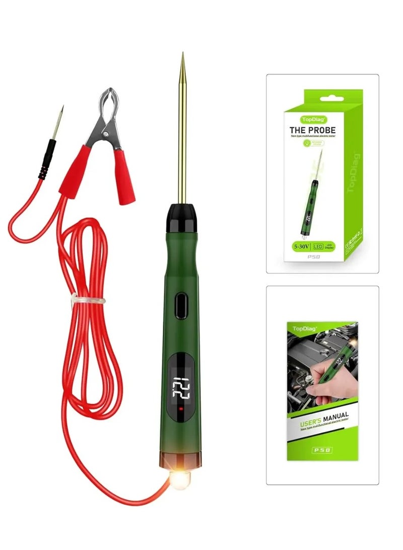 P50 Automotive Circuit Tester LCD Display Voltage Measurement Bulb Load Measurement Power Polarity Display Three Detection Modes Switching Car Circuit Tester Automotive Electrical Tester