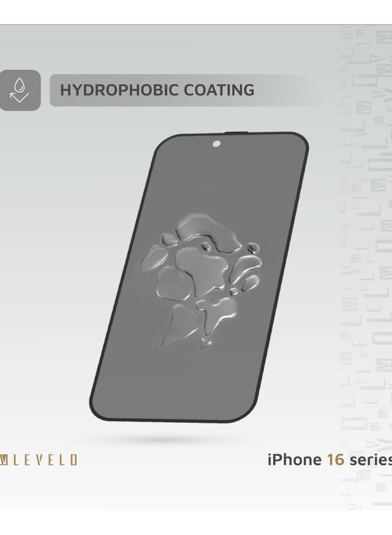 3D Privacy Screen Protector for iPhone 16 with Super Smooth & Responsive Coating Finish / Resin Glue / High Silicone Aluminum Glass - Privacy
