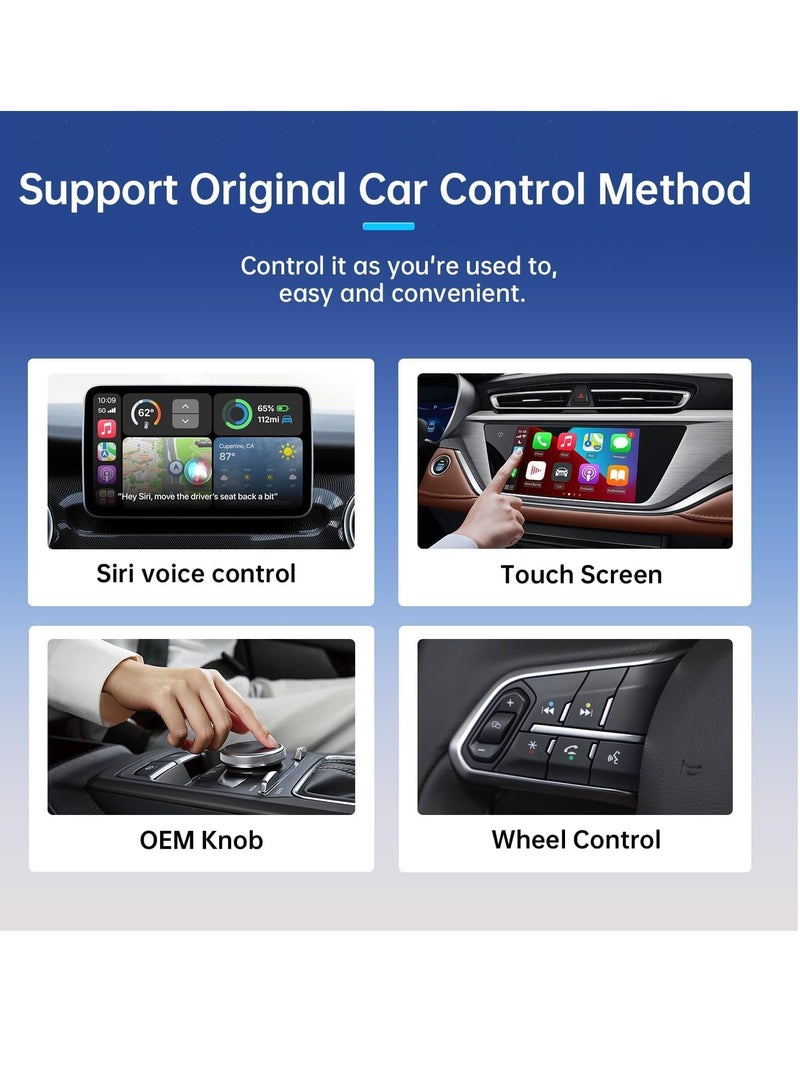 Wireless CarPlay Adapter, Convert Wired CarPlay for Wireless CarPlay, Fit for Factory Wired Carplay Cars from 2015 for iPhone iOS 10+, No Latency Plug Play Black