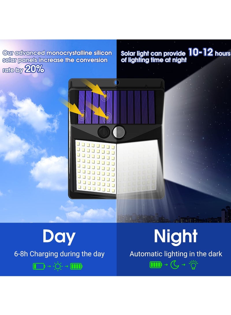 Outdoor Solar Lights 238 LED Solar Security Lights and 3 Modes Motion Sensor 270° Wide Angle Solar Powered Lights IP65 Waterproof Solar Wall Light for Front Door Yard Garage Garden (4 Pack)