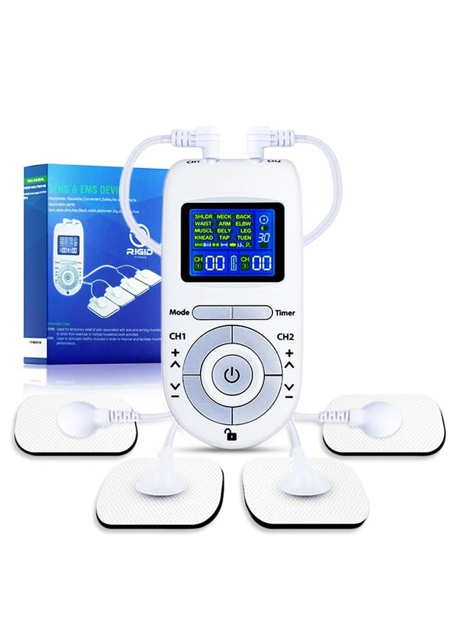 Advanced TENS & EMS Muscle Stimulator - Pain Relief and Recovery System with 12 Modes, 40 Intensities - Dual Channel Rechargeable Electric Pulse Massager for Effective Pain Therapy