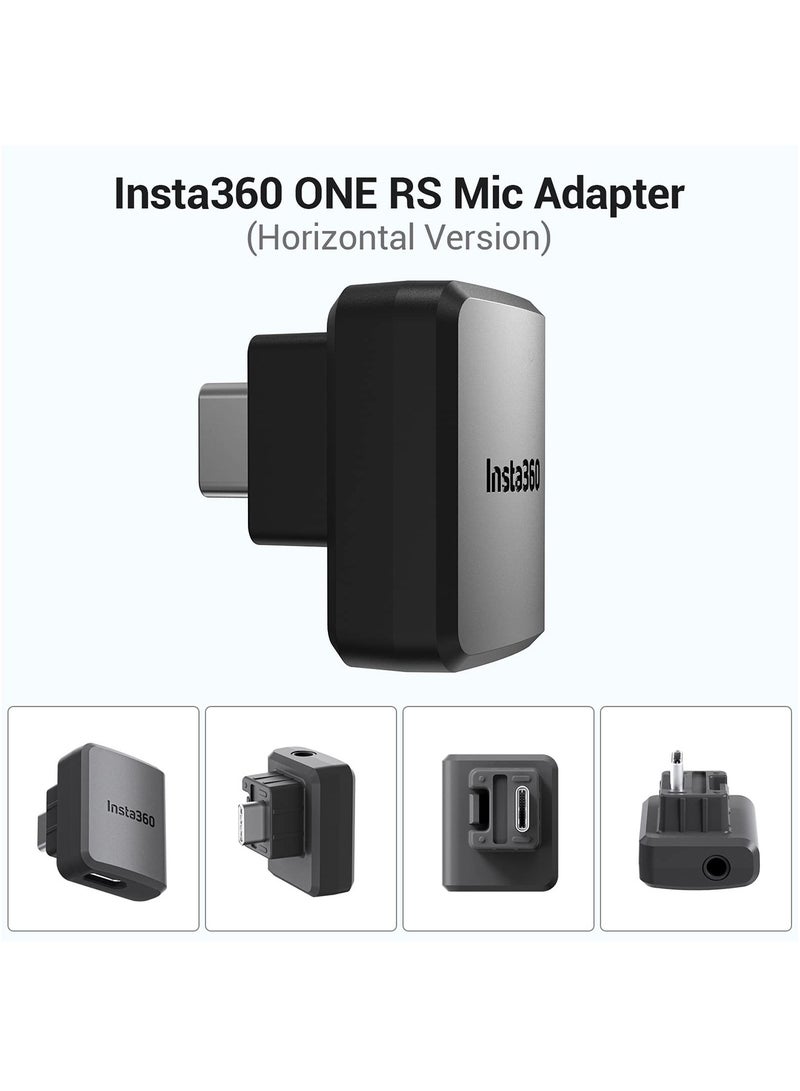 ONE RS Dual Mic Adapter, Insta360 ONE RS Mic Adapter Support Capture Audio 3.5mm Mic USB-C Port Action Camera Accessories Horizontal Version