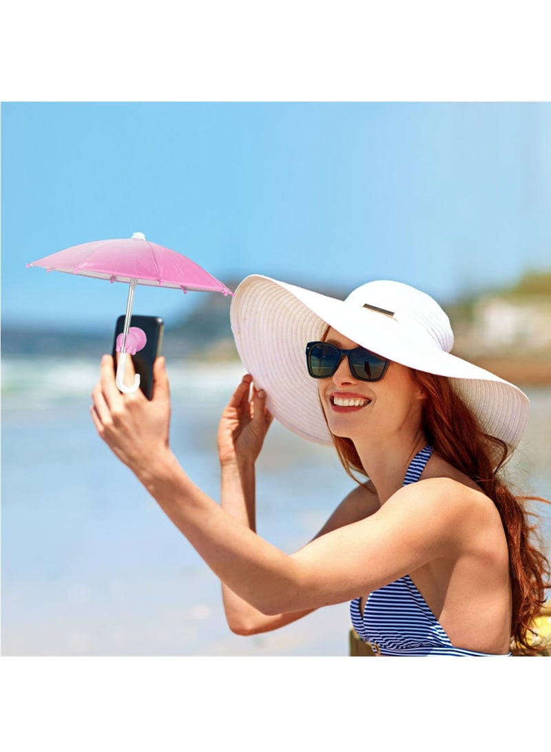 Phone Umbrella for Sun Suction Cup Stand 2Pcs Multifunctional Adjustable Cute Phone Shade Umbrella with Suction Cup Mini Cell Phone Sunshade Glare Blocking Pink Blue