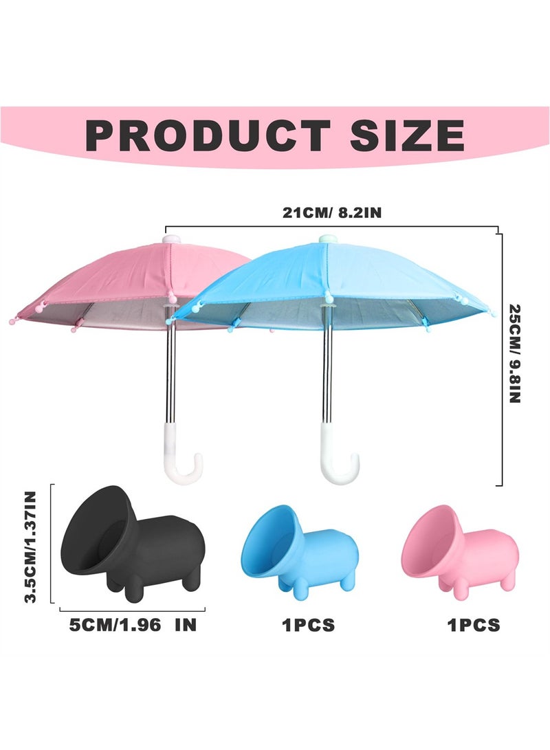 Phone Umbrella for Sun Suction Cup Stand 2Pcs Multifunctional Adjustable Cute Phone Shade Umbrella with Suction Cup Mini Cell Phone Sunshade Glare Blocking Pink Blue