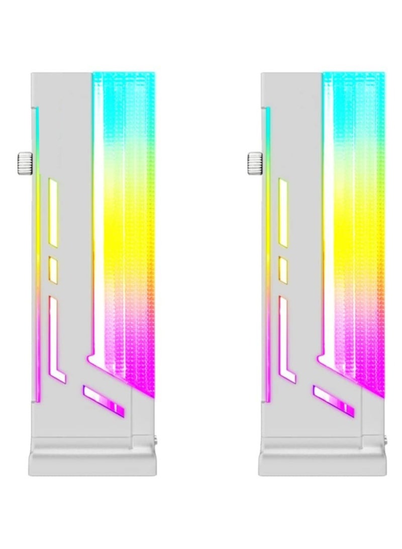 Vertical RGB GPU Support Bracket for Graphics Cards, Coolmoon CM-GH2, 5V 3 Pin ARGB Sync, Durable Aluminum Alloy, Stylish White Design