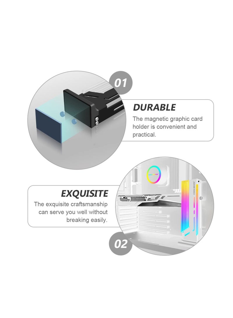 Vertical RGB GPU Support Bracket for Graphics Cards, Coolmoon CM-GH2, 5V 3 Pin ARGB Sync, Durable Aluminum Alloy, Stylish White Design