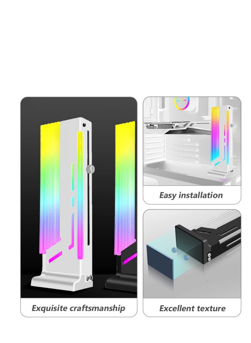 Vertical RGB GPU Support Bracket for Graphics Cards, Coolmoon CM-GH2, 5V 3 Pin ARGB Sync, Durable Aluminum Alloy, Stylish White Design