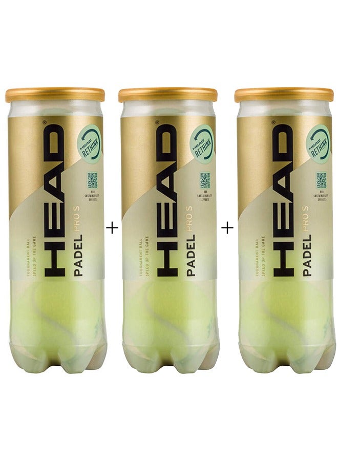 HEAD Padel Pro S+ Ball - Set of 3 Cans | A Premium, Tournament Grade ball