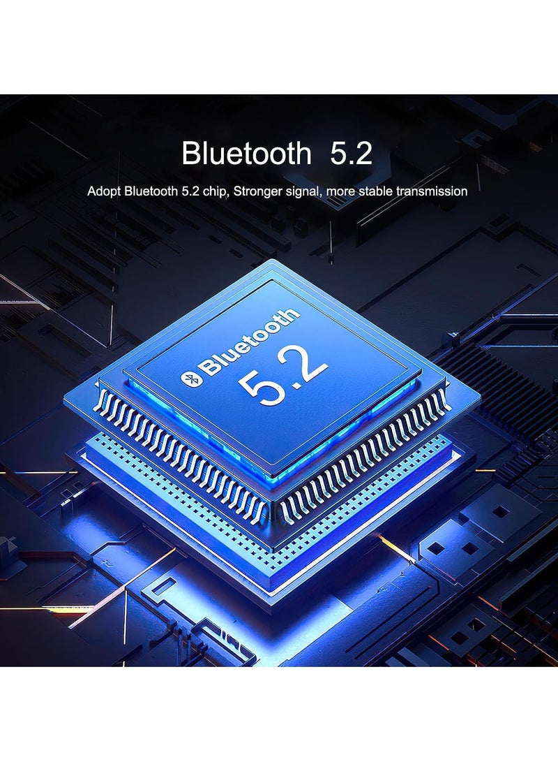 Bluetooth 5.2 Transmitter Receiver, HiFi Bluetooth Audio Adapter with Display, Wireless Audio Adapter for Music Streaming Sound System, Headphones, TV, Support TF Card/RCA/3.5mm AUX Output