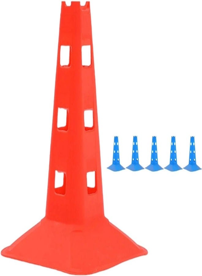 Cones 38cm with Hole Sports Cones for Agility Training - Heavy Duty Cones [5 pieces]