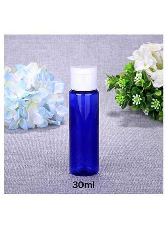 12Pcs 30Ml / 1Oz Empty Plastic Blue Flip Cap Bottle Bpafree Cobalt Vial Jar Pot Container For Toner Travel Comestic Lotion Makeup Creams Sample Dispensing Shower Gel Water Emollient