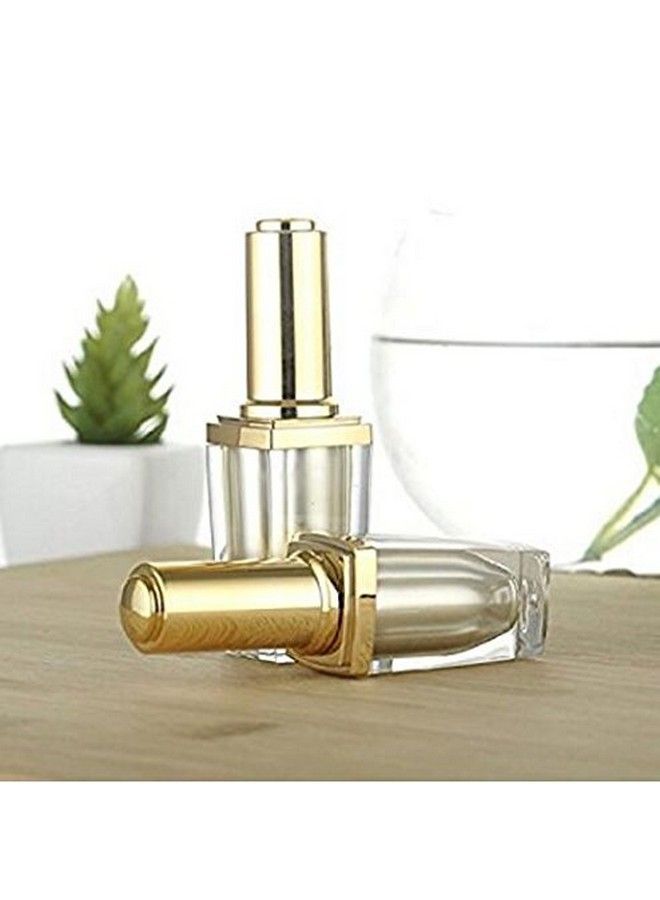 2Pcs 10Ml 0.34Oz Clear Gold Cap Empty Upscale Acrylic Nail Polish Bottles Container Manicure Top Coat Varnish Cosmetic Bottle With Brush