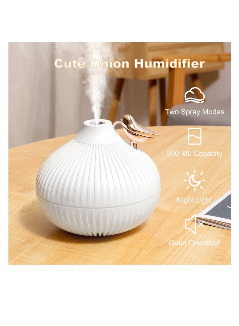 Mini Humidifier for Bedroom, Small Cool Mist Humidifier, Auto Shut-Off, 2 Mist Modes, Suitable for Home, Baby Bedroom, Office (White)