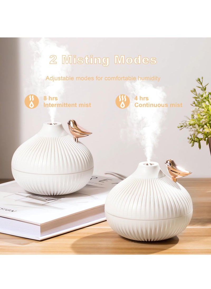 Mini Humidifier for Bedroom, Small Cool Mist Humidifier, Auto Shut-Off, 2 Mist Modes, Suitable for Home, Baby Bedroom, Office (White)
