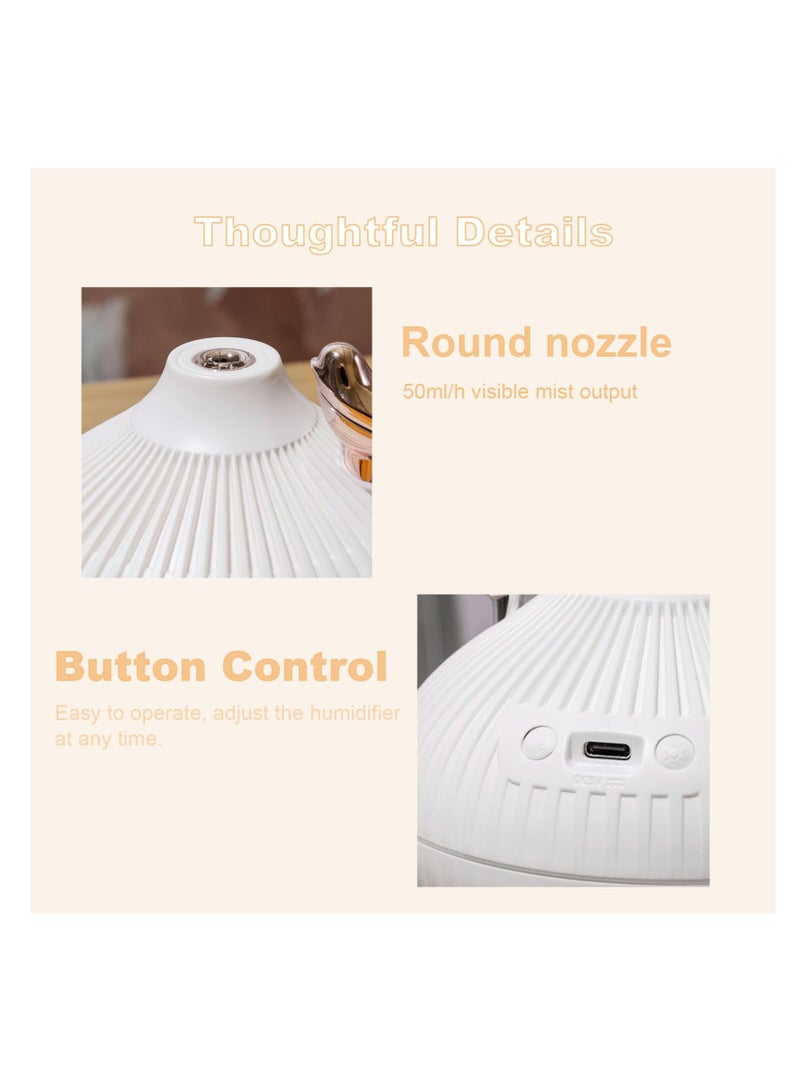 Mini Humidifier for Bedroom, Small Cool Mist Humidifier, Auto Shut-Off, 2 Mist Modes, Suitable for Home, Baby Bedroom, Office (White)