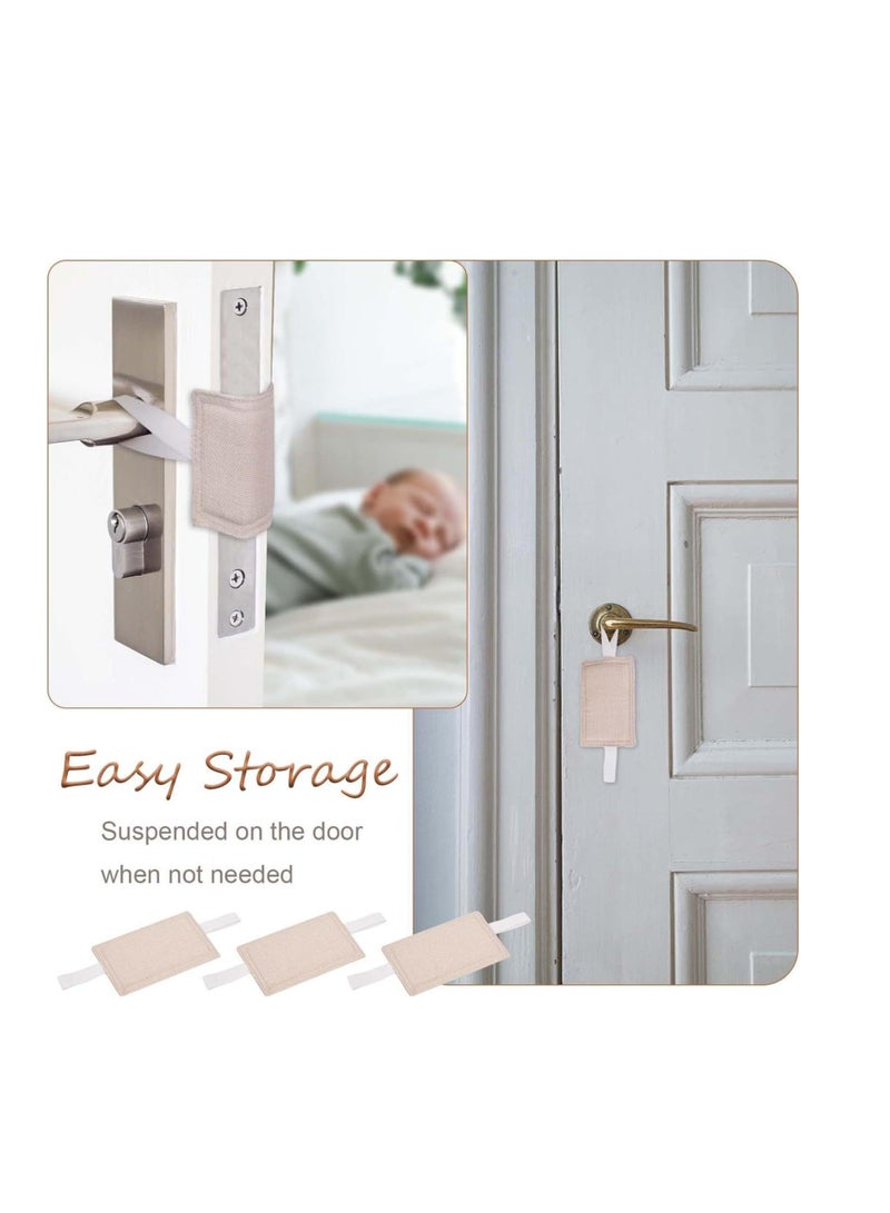 Universal Baby Door Cushion Set, 3 Pcs Noise Reducing Padded Latch Covers with Elastic Band for Quiet Closure, Ideal for Nursery Use, Beige