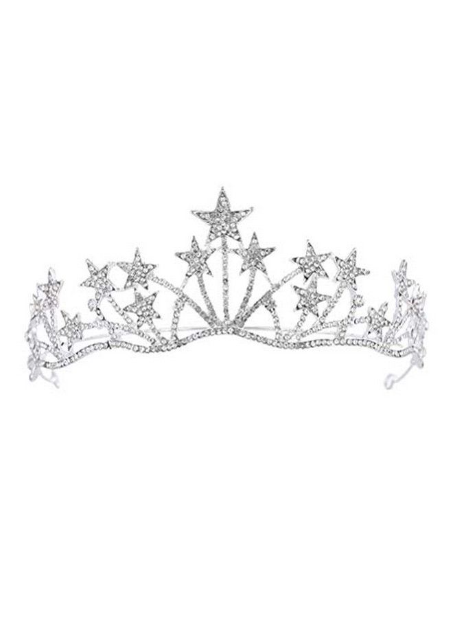 Crystal Rhinestone Tiara CrownStar Bridal Wedding Princess Pageant Queen Crown Christmas Headband