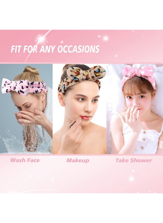 Spa Headband Bow Facial Makeup Headband(9 Pcs) Soft Headband For Shower Washing Face Extra Add 5 Gift Bags Nice Gifts For Women Girls.