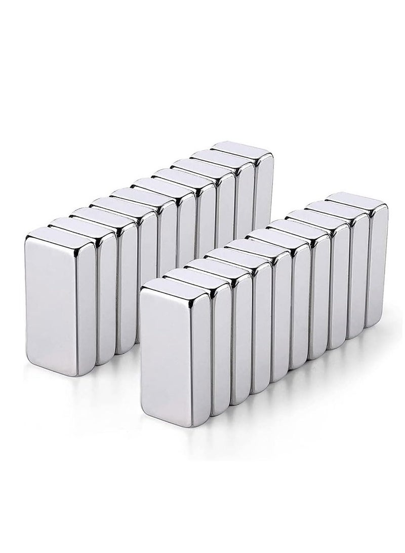 Powerful Neodymium Magnets 20 Pack Super Strong Waterproof Neodymium Bar Magnets Strong Permanent Rare Earth Magnets for Fridge DIY Building Scientific Craft and Office Magnets 20x10x3mm