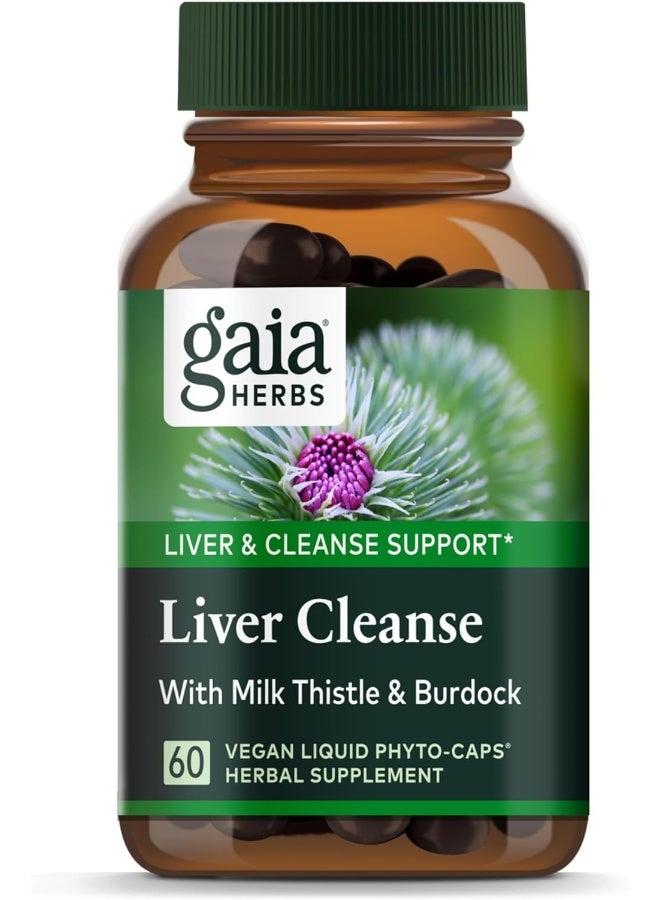 Liver Health Support Herbal Supplement With Milk Thistle 60 Vegan Liquid Phyto-Caps 30 Servings