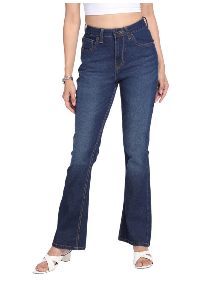 Indigo Boot Cut Jeans for Women - Stretch Cotton Blend